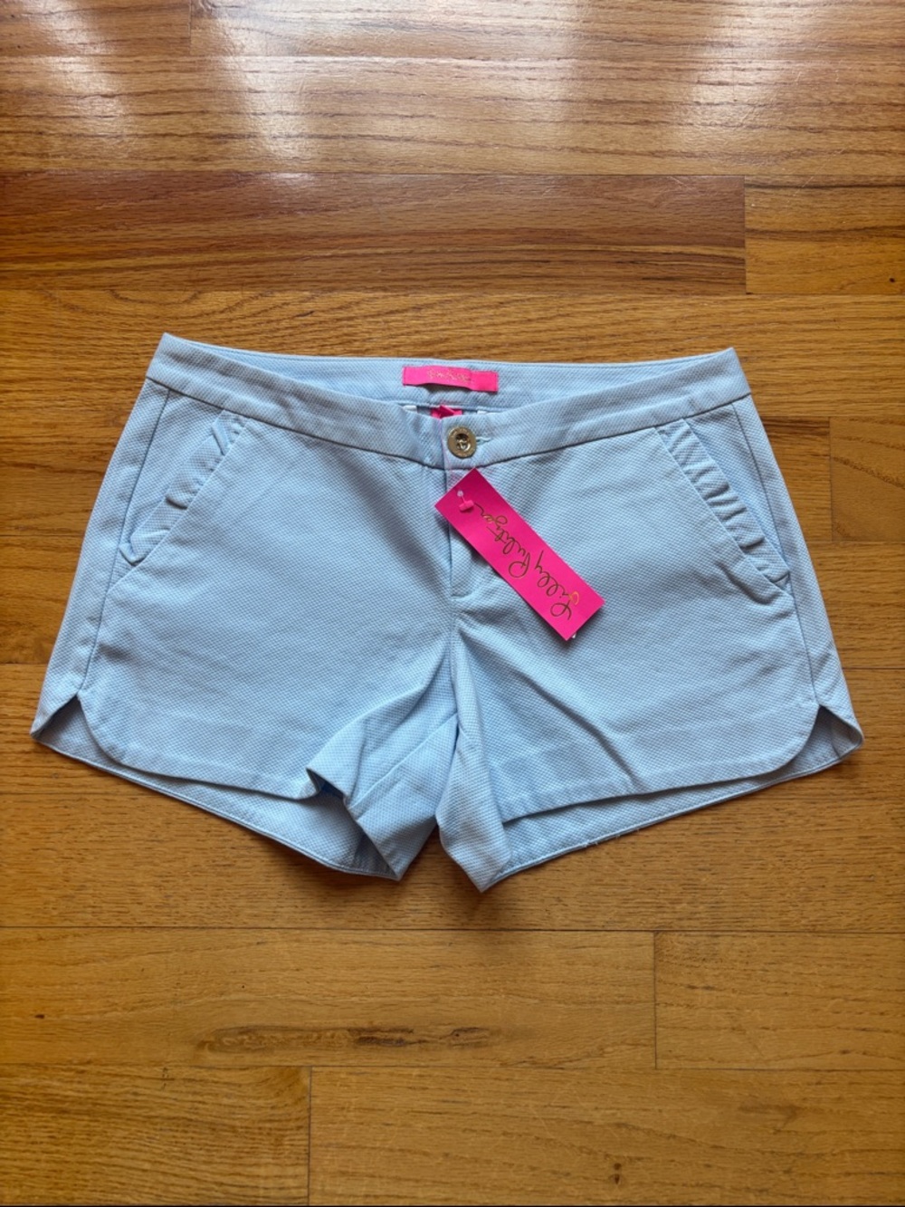Lilly Pulitzer Pale Blue Addie Ruffle Pocket Shorts Size 2 NWT